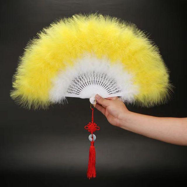 Складной веер с перьями Лолиты, японская милая фея, темно-готический придворный танец, ручной веер, художественный ремесленный подарок, украшение для свадебной вечеринки
