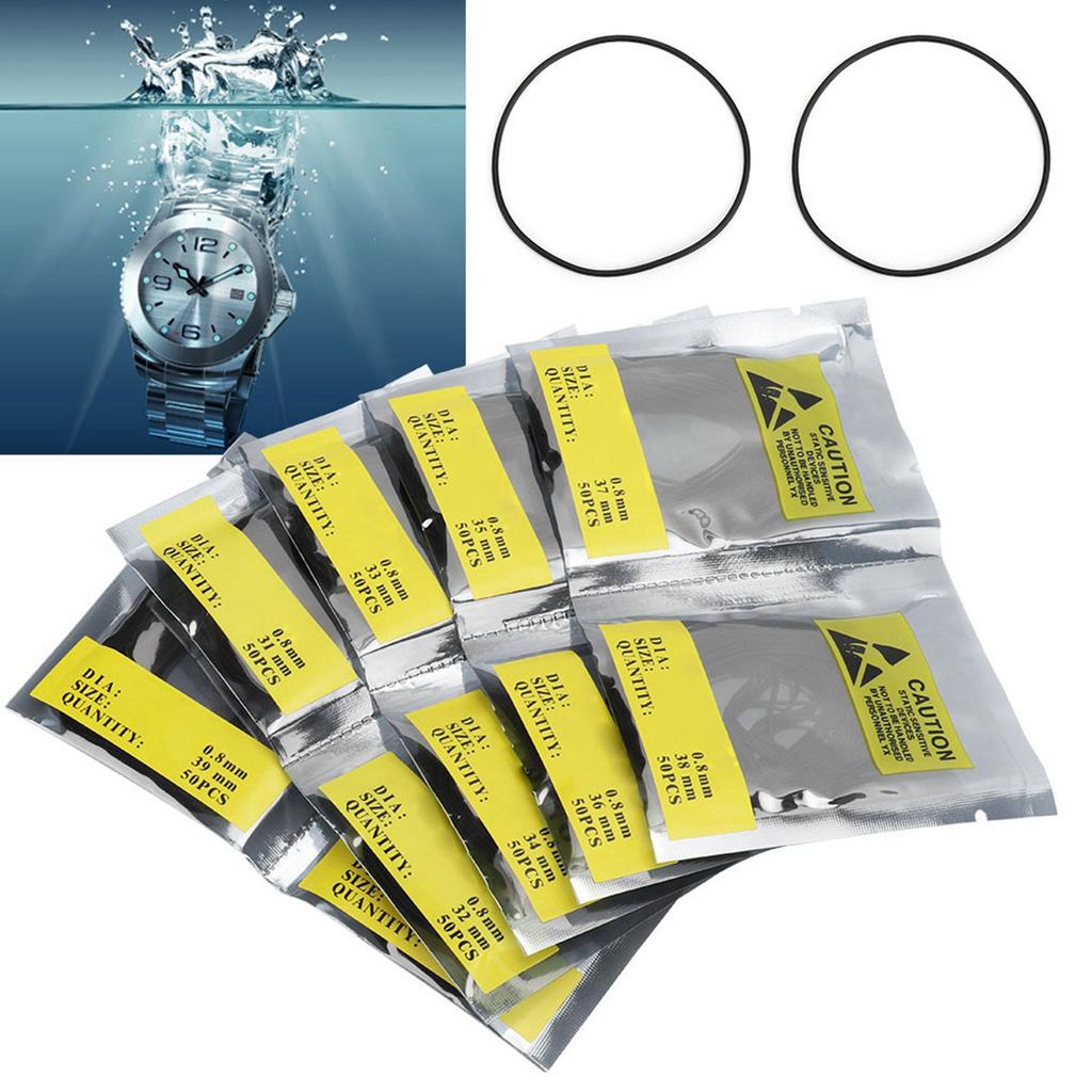 500pcs/bag O Ring Rubber Seal Watch Back Cover Seal Gaskets Watch Repairing Tool (0.8)