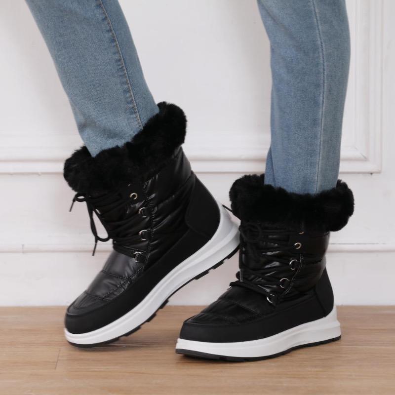 2024New Women's Snow Boots Outdoor Waterproof Leather Boot Non Slip Platform Boots for Women Plush Warm Winter Boots Botas Mujer