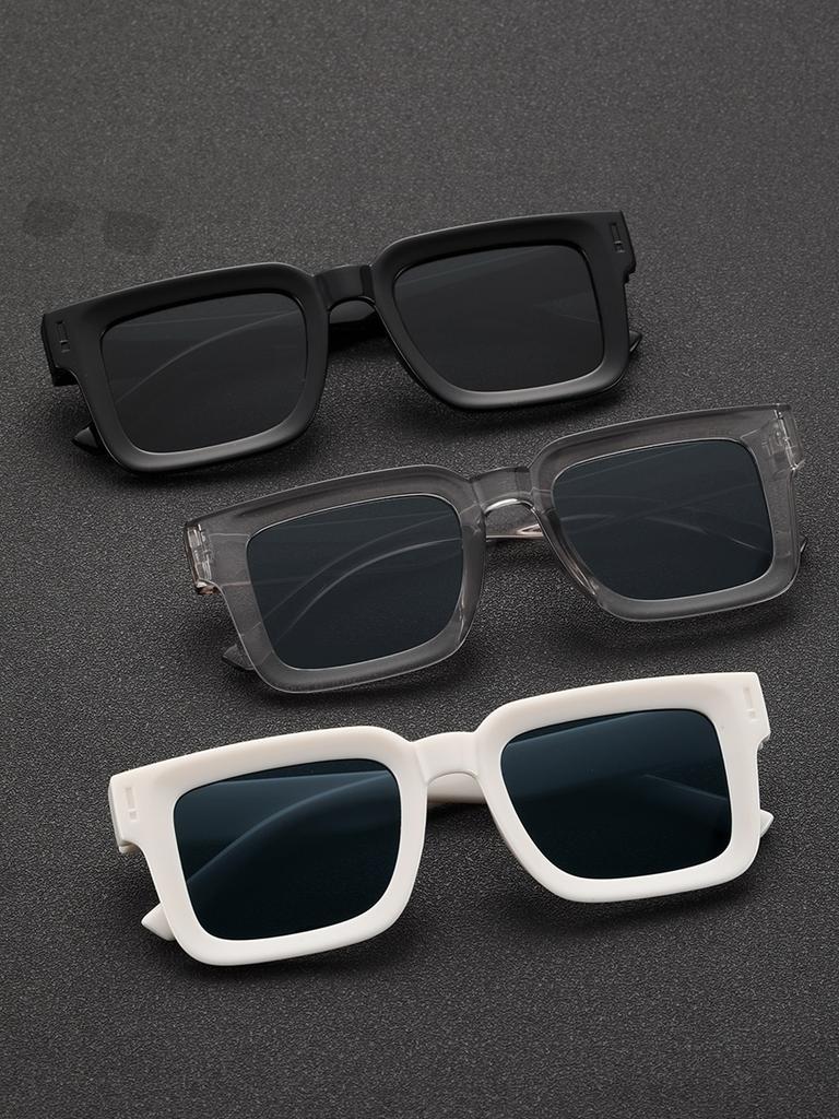 3PCS Plastic Fashion Square Frame Women Sunglasses For Daily Life Men Shades Accessories.