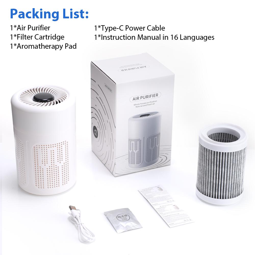 Portable Car Air Purifier Office HEPA Filter Negative Ion Cleaner for Smoke, Allergies, Pollen, Pet Eliminator Odors Air Fresher