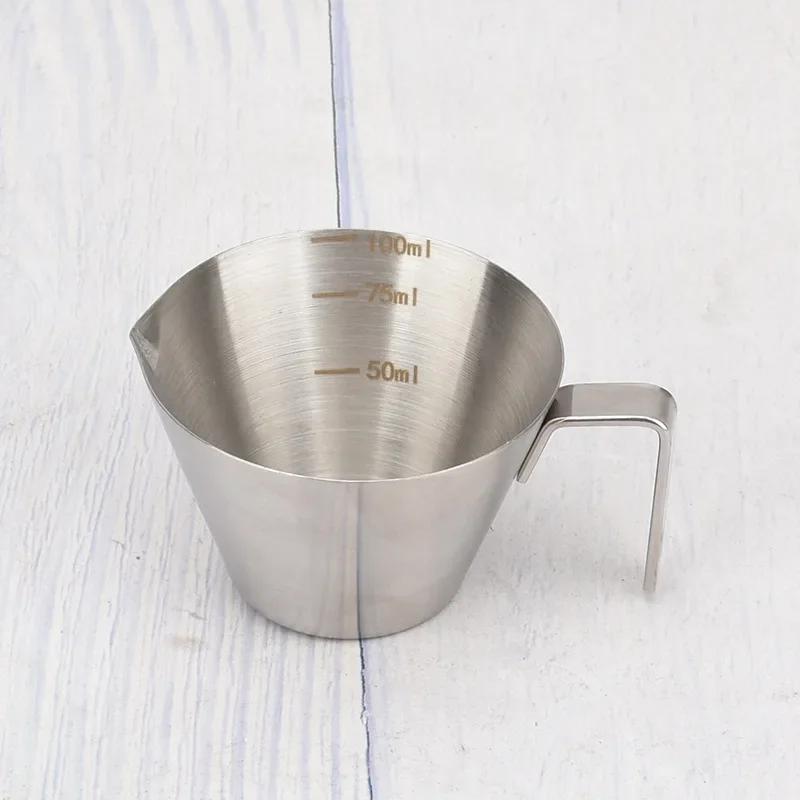 100 мл чашка из нержавеющей стали для экстракции кофе, мерная чашка для унций со шкалой и ручкой, жидкая чашка, бытовые кофейные принадлежности