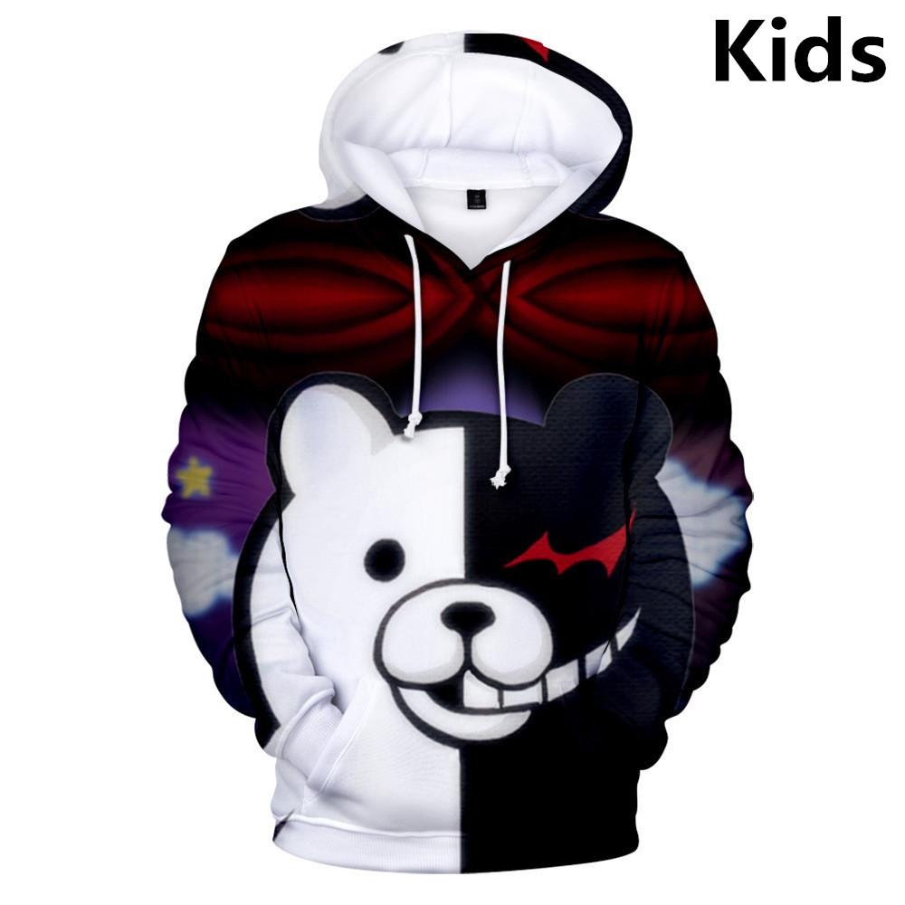 Детская толстовка с капюшоном Danganronpa Monokuma на 3D-принте для мальчиков и девочек, толстовка с капюшоном Dangan Ronpa Cartoon, детский пуловер