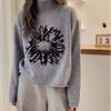 High Neck Knitted Sweater with Vintage Jacquard PatternSweater Autumn/winter Korean Style PulloverVersatile Loose Top