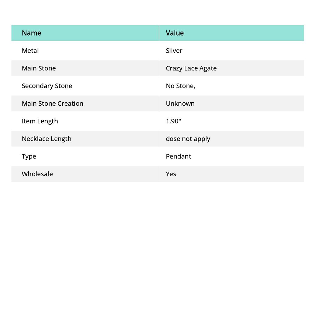 Подвеска из сумасшедшего кружевного агата с драгоценным камнем, ручная работа, антикварный дизайн, ювелирное изделие 1,9 дюйма d0Q45
