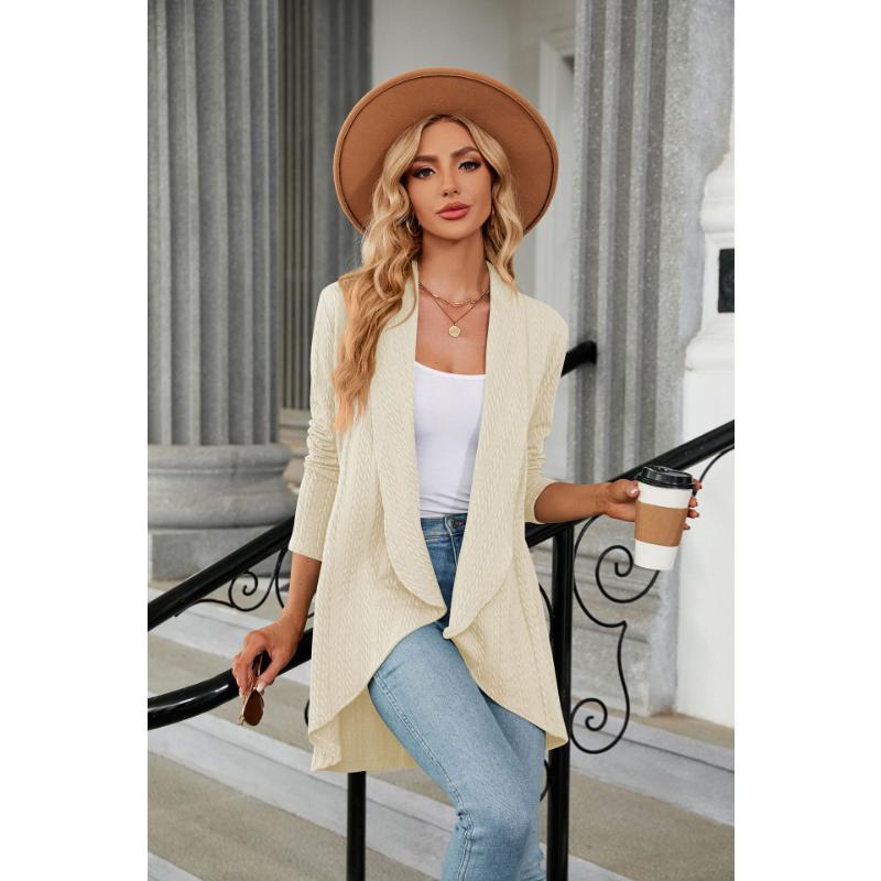 Осенне-зимний женский кардиган, однотонный кардиган с длинными рукавами, свободная вязаная куртка с верхом
