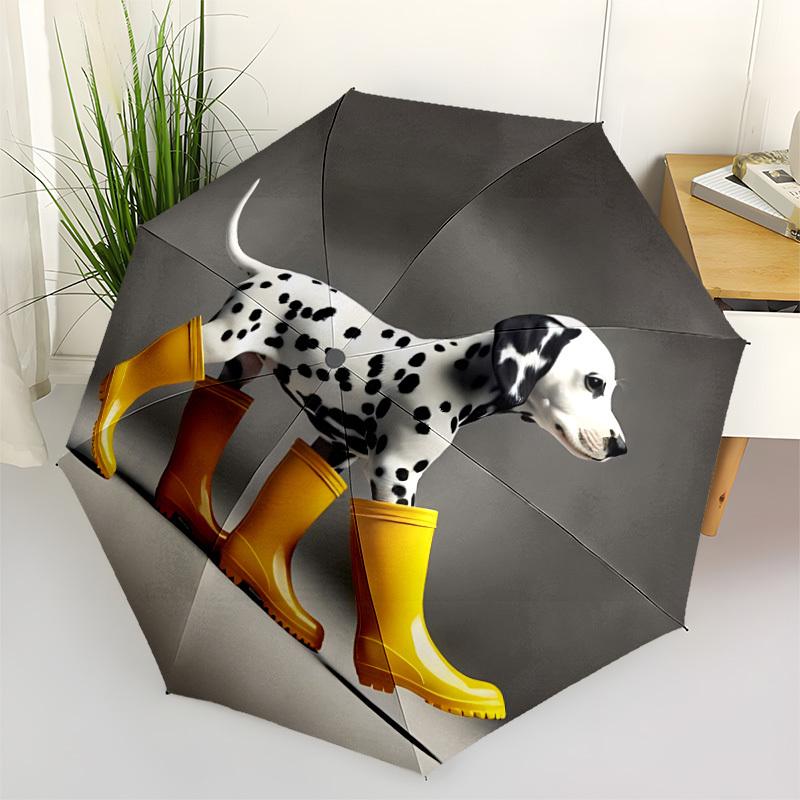 1pc Dalmatian, Rainboots Open/Close Folding Umbrella, All- Portable Umbrella for & Men, Stylish Accessory (Holiday Gift) 8-Rib yy251213179