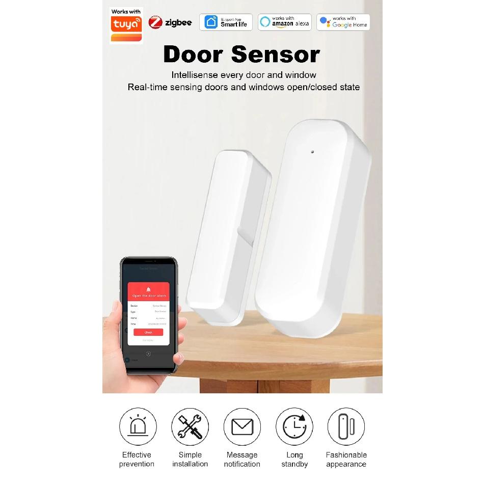 For Tuya Zigbee Door Sensor Window Entry Sensor Security Burglar Door Sensor Alarm SmartLife Magnetic Door Sensor Home Assistant