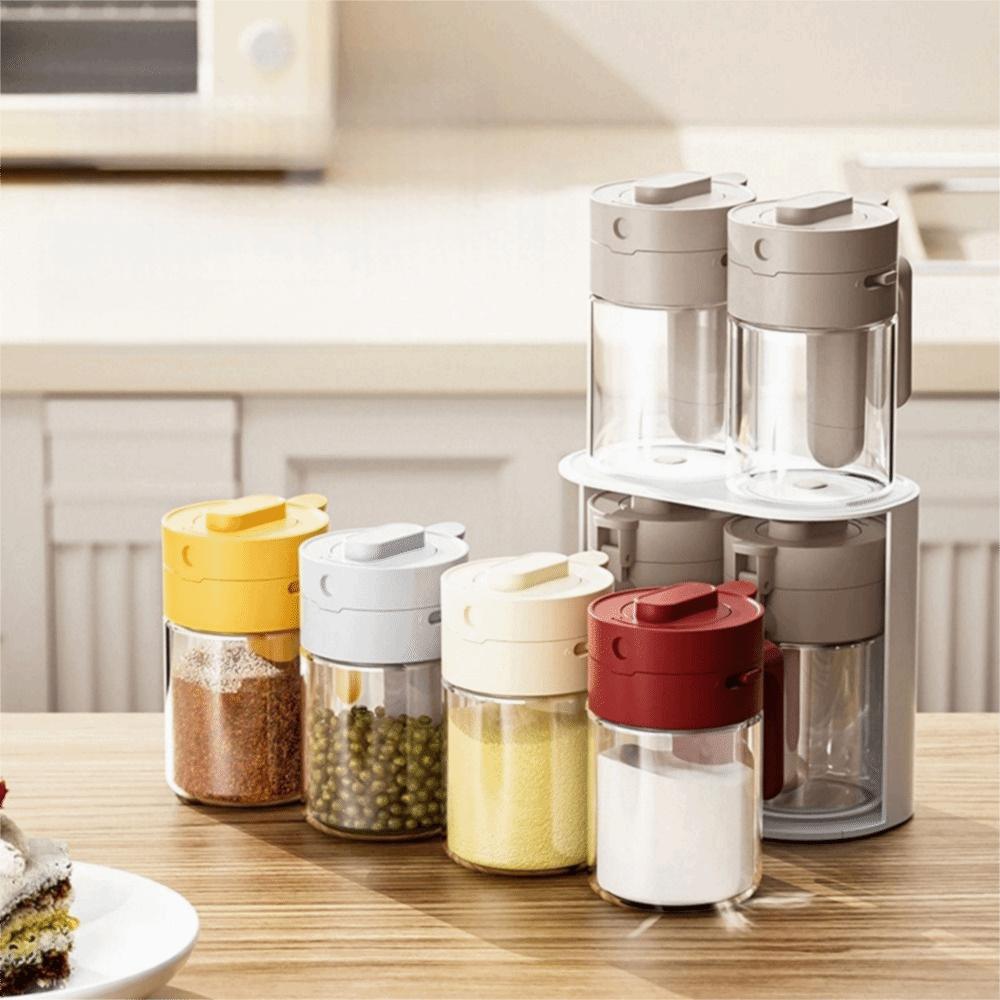 Moisture-proof Glass Spice Bottle Sealed Spice Sorting Bottle 2 In 1 Salt Container Countertop