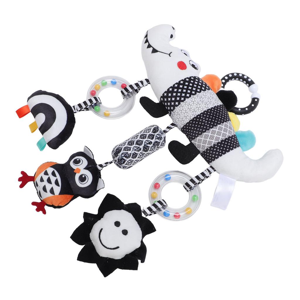 Подвесная игрушка для детской коляски, черно-белый колокольчик, съемная мягкая игрушка в виде милого животного, подвесная погремушка