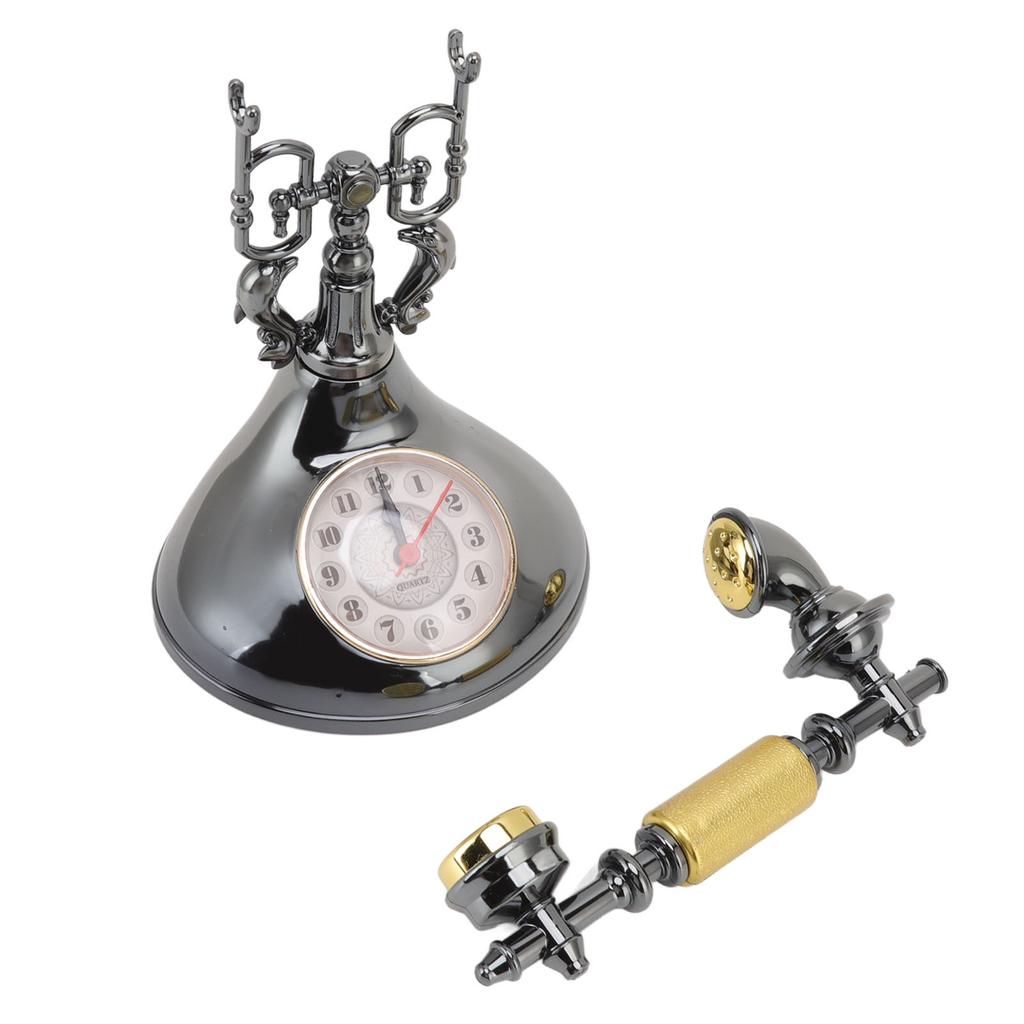 Vintage Telephone Alarm Clock Unique Elegant Accurate Time Bedside Clock Decoration for Home Cafe