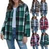 Womens Fall Tops,Women Long Plaid Shacket Wool Blend Button Down Shirt Jacket Coat With Pockets