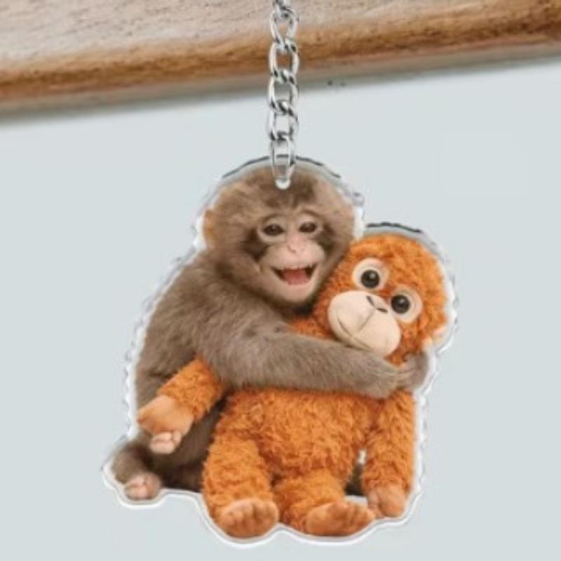 Punch The Monkey Plush Doll Keychain Cartoon Anime Toy Bag Pendant Colleague Desk Ornaments Gift