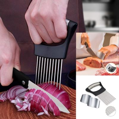 1 шт., держатель для лука, защита для пальцев, держатель для овощей, инструмент для резки лука, помидоров, лука, кухонные гаджеты из нержавеющей стали