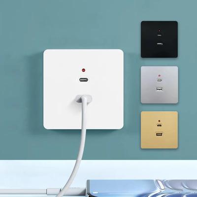 Черная универсальная настенная розетка USB C, 10 Вт, USB-адаптер Type-C, 2 порта, настенная розетка Eu 220 В