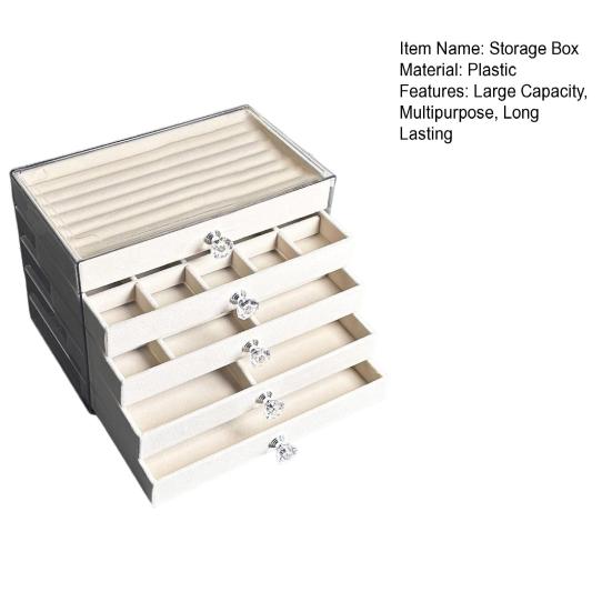 Jewelry Organizer Drawer Storage Box with Velvet Lining Large Capacity Multipurpose Earrings Necklaces Display Box with Handle