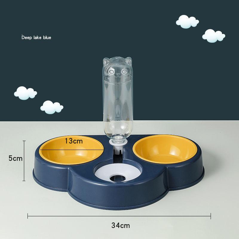 Cloud Type Multi-use Three Bowls of Automatic Drinking Cat Snack Bowl Anti-upset Dog Food Bowl PP Material Pet Supplies
