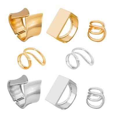 Хип-хоп Преувеличенный широкий браслет-манжета/кольцо на палец Стильные геометрические украшения Аксессуары ручной работы для женщин и мужчин