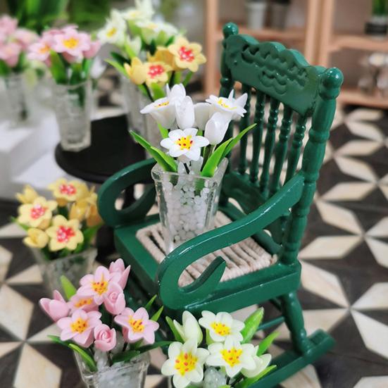 Миниатюрная игрушка-лилия в горшке, реалистичная смола, мини-ваза для цветов, модель, фигурка, сделай сам, реквизит для фотосессии, 1/12, аксессуары для украшения кукольного домика