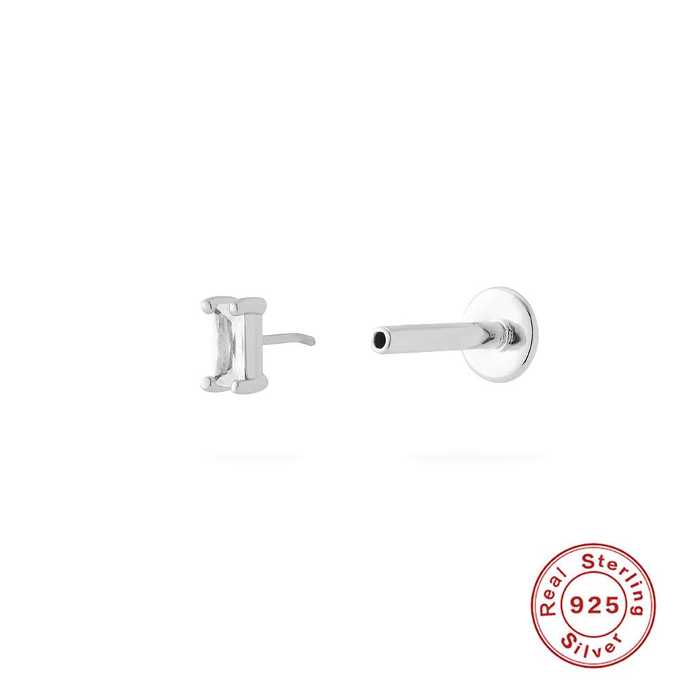 Серьги-гвоздики из стерлингового серебра S925 18G с плоской головкой, без резьбы, проколотые серьги-гвоздики для хряща, плоские серьги-гвоздики для пуш-ап, серьги-гвоздики для ушной раковины