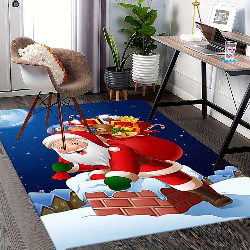 Christmas Santa Claus Chair Mat - Anime Cartoon Design, Non-Slip Carpet for Office, Home Decor, Living Room, Bedroom, Game Room & Dormitory.R099