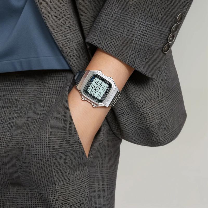 Casio Серия YOUTH-металлические маленькие квадратные водонепроницаемые спортивные электронные часы с ремешком из нержавеющей стали кварцевый механизм ремешок из нержавеющей стали A178WA-1A