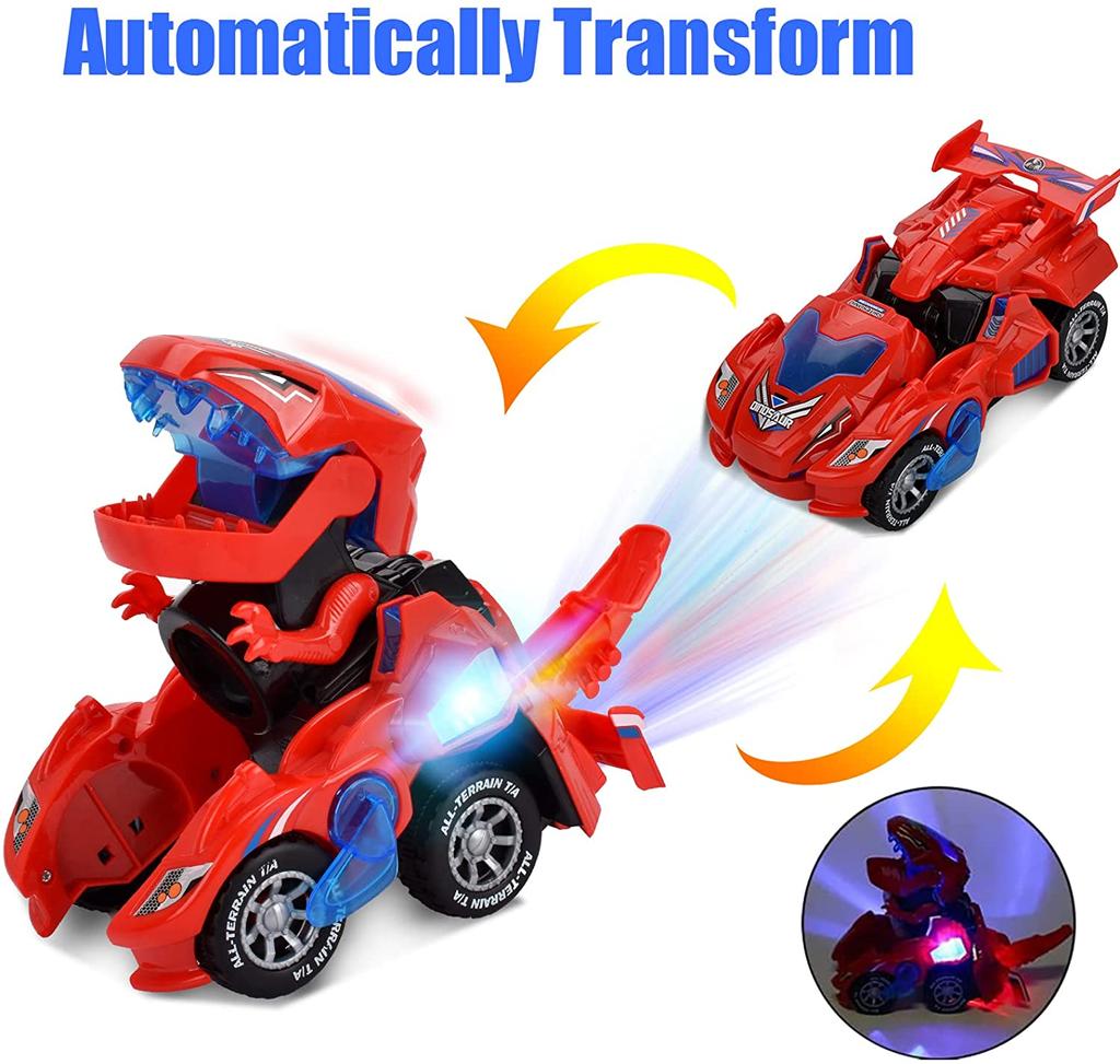 2 в 1 игрушки-трансформеры динозавров автоматическая игрушка-трансформер динозавров со светодиодной подсветкой и музыкой игрушечный электромобиль автомобиль для детей от 2 лет подарок детям