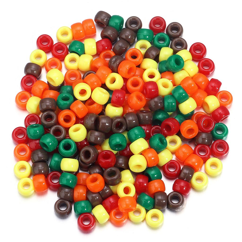 200pcs 6x9mm Mixed Color Big Hole Pony Beads Loose Spacer Acrylic Beads For Jewelry Making DIY Hair Braids Bracelet Accessories