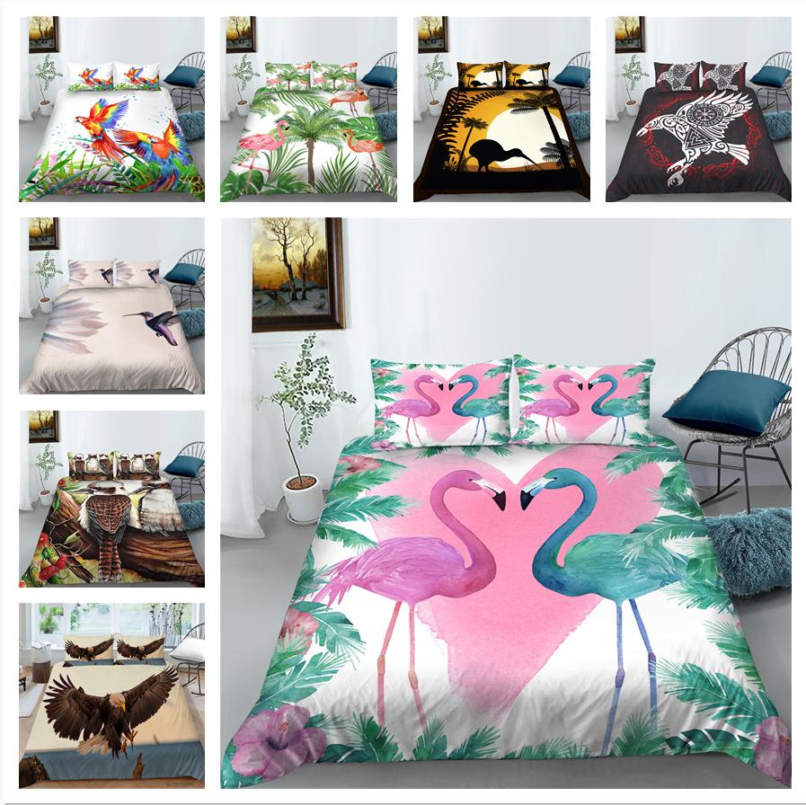 Постельное белье с 3D-принтом птицы, односпальная двуспальная кровать, полноразмерная наволочка с животным принтом и пододеяльник, 2 или 3 удобных моющихся украшения для дома