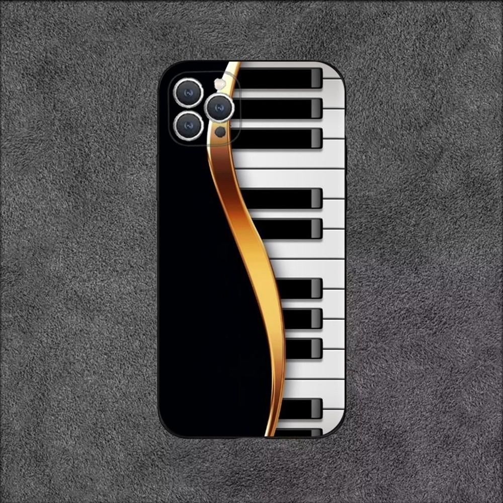 Ноты клавиш пианино Чехол для телефона для iPhone 16,15,14,13,12,11,Plus,Pro Max,XS,X,XR,SE,Mini,8,7 Мягкий силиконовый черный чехол