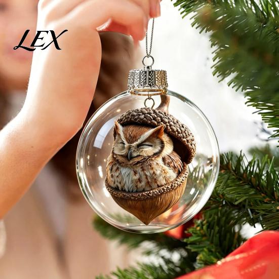 Glowing Christmas Tree Ornaments Story Ornament, Light?Up Mini Animals Hanging Ball Ornament with Warm Festive Indoor Decor LED Light, Cute