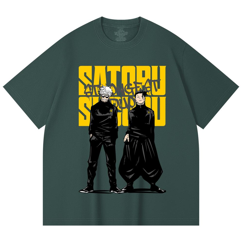 230 Gsm 100% Cotton Jujutsu Kaisen V44 Gojo Geto Print Unisex Heavy Cotton T Shirt