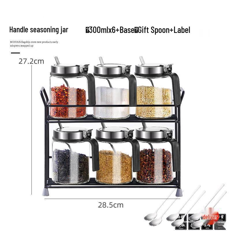 Набор кухонных банок для приправ из нержавеющей стали и стекла с пружинной крышкой и ложкой