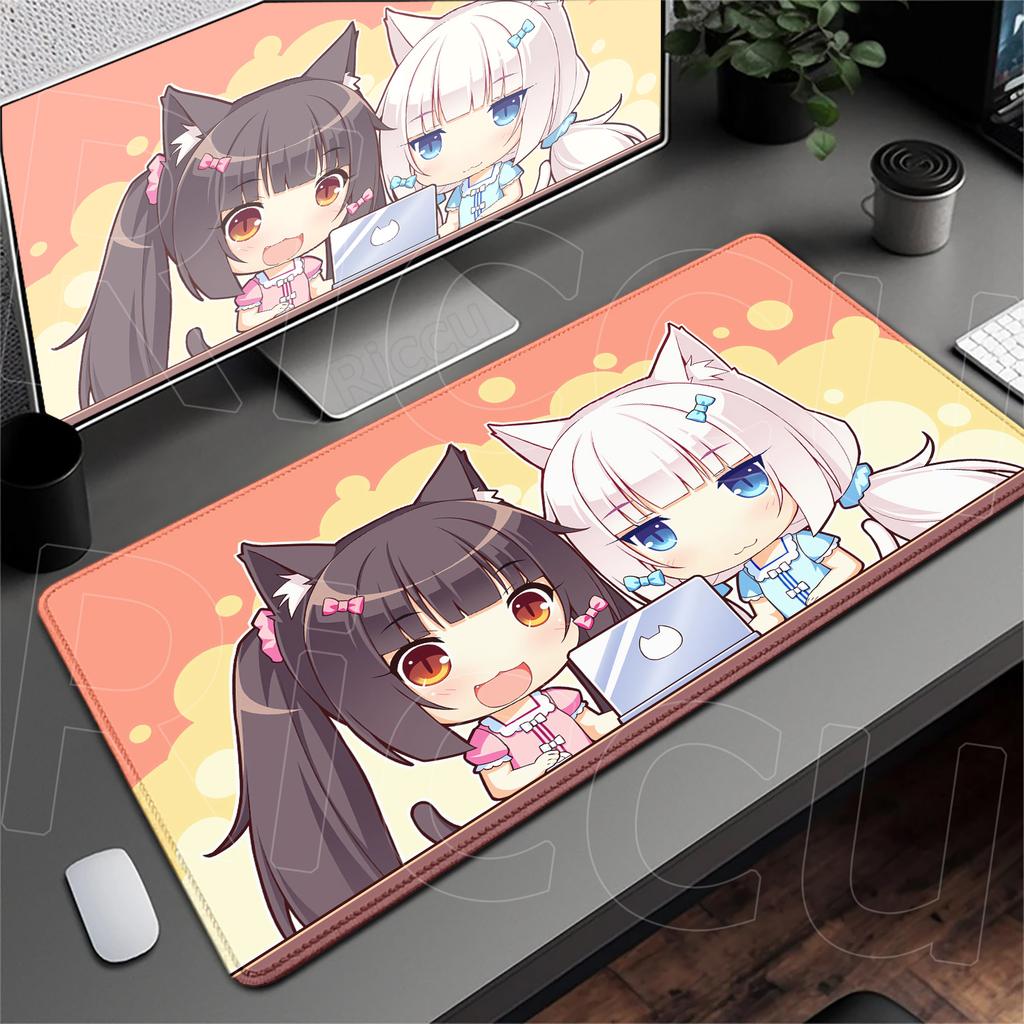 Аниме Nekopara Милая Девушка Ковер Большой Защитная Подушка для Компьютерного Стола XXL Игровой Коврик для Мыши с Заблокированным Краем Утолщенный Коврик для Клавиатуры Скоростной
