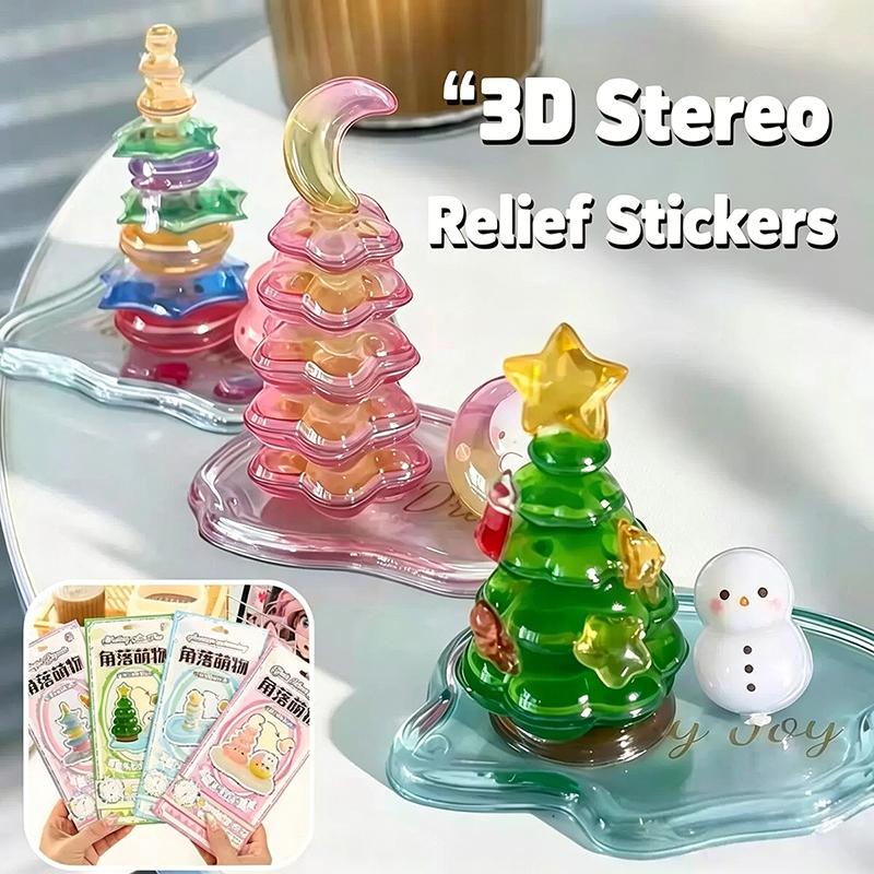 3D Relief Stickers Crystal Embossed Stickers Fun DIY Stackable Decorative Sticker 3D Puffy Stickers Mini Desktop Ornament Kit