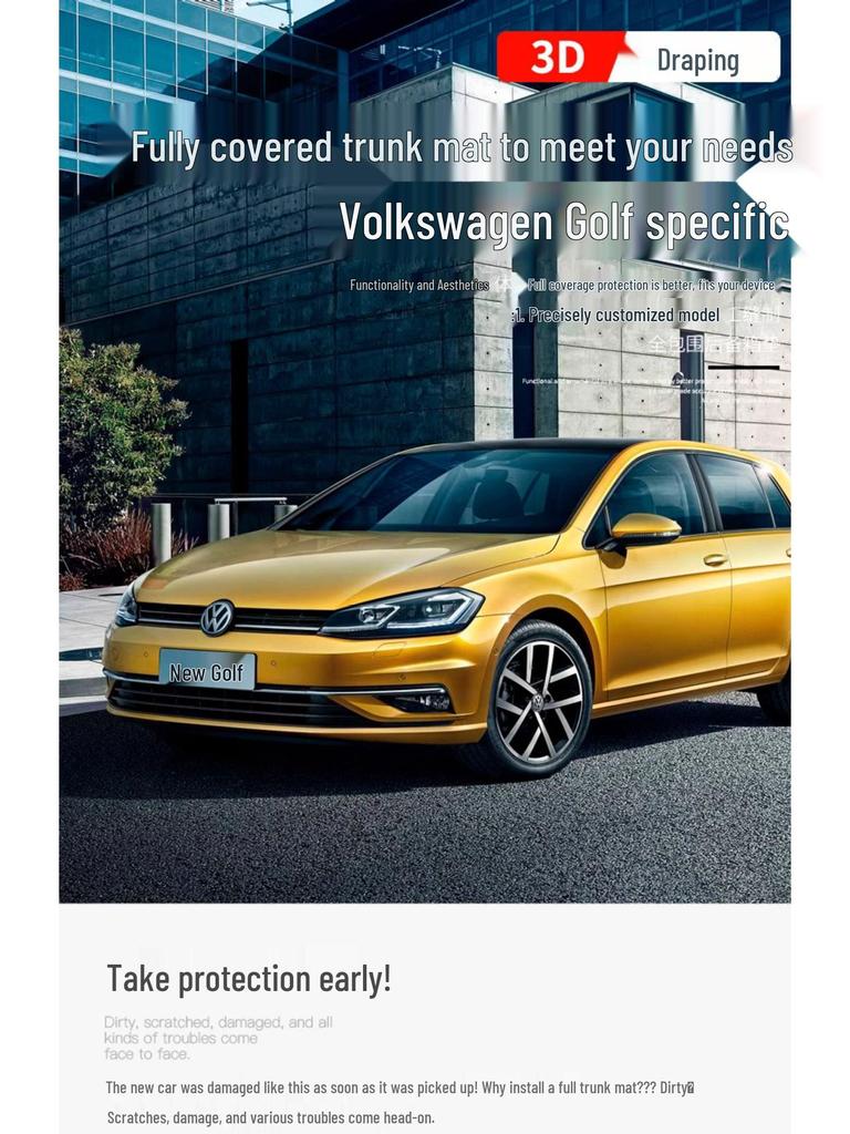 Коврик в багажник Volkswagen Golf: Полное покрытие для моделей Gen 6, 7, 7.5 и 8 R-Line/Pro, а также Golf Variant.