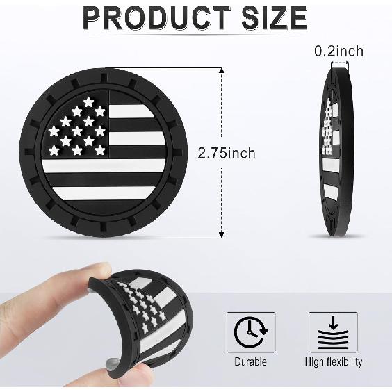 JUSTTOP Подставка-подстаканник для автомобиля, Нескользящая подставка-подстаканник для автомобиля с американским флагом, Автоаксессуары для интерьера для женщин и мужчин, 4 шт. Черные
