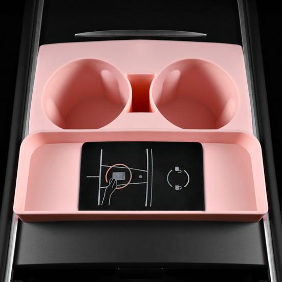 Center Console Cup Holder Insert Waterproof Car Modification Accessories Silicone Drink Cup Stopper Slot Slip Limiter Mat for Tesla Model 3/Y