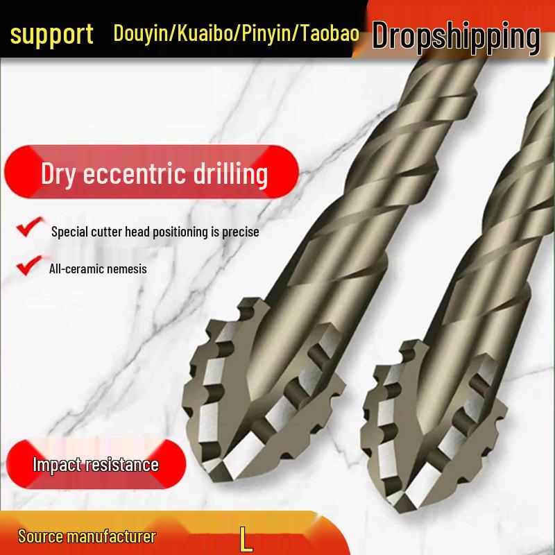 Durable Hexagonal Four-Flute Toothed Drill Bit for Ceramic, Cast Iron & Concrete