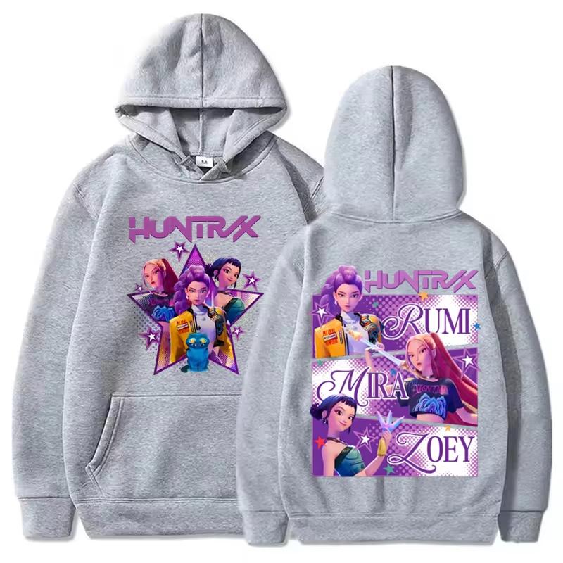KPop Demon Hunters Huntrix Худи Мужские Женские Повседневные Пуловеры Мира Руми Зои Свитшот с Принтом С Капюшоном Унисекс Мода Уличная Одежда