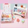 Cream Wooden Ice Stand Toy With Cash Register And Fruit Accessories Playtime For