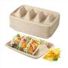 50Pcs Biodegradable Taco Holder 3 Compartments Taco Serving Tray Disposable Taco Plates  Restaurant