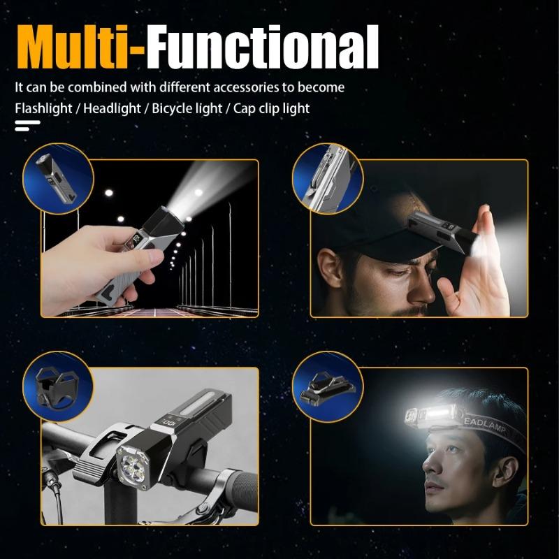 Угловой фонарик USB перезаряжаемый многофункциональный цветной окружающий свет магнитный фонарик, рабочий свет, налобный фонарь, велосипедный