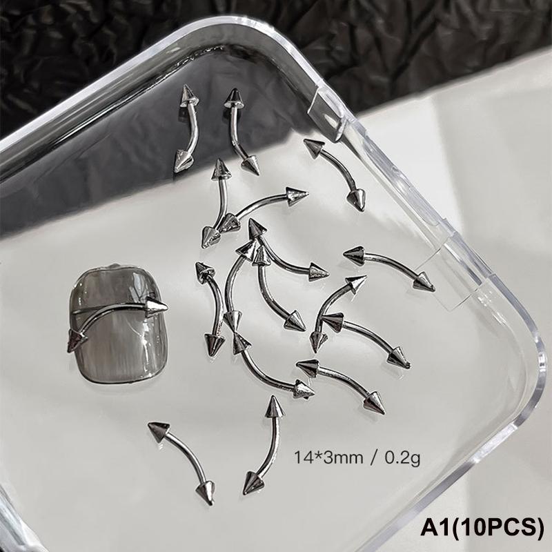 10 шт. Смешанный сплав Ретро Круг Ногти Арт Шармы 3D Панк Стиль Черный Серебристый Детали для Ногтей Украшение для Ногтей Маникюр Аксессуары