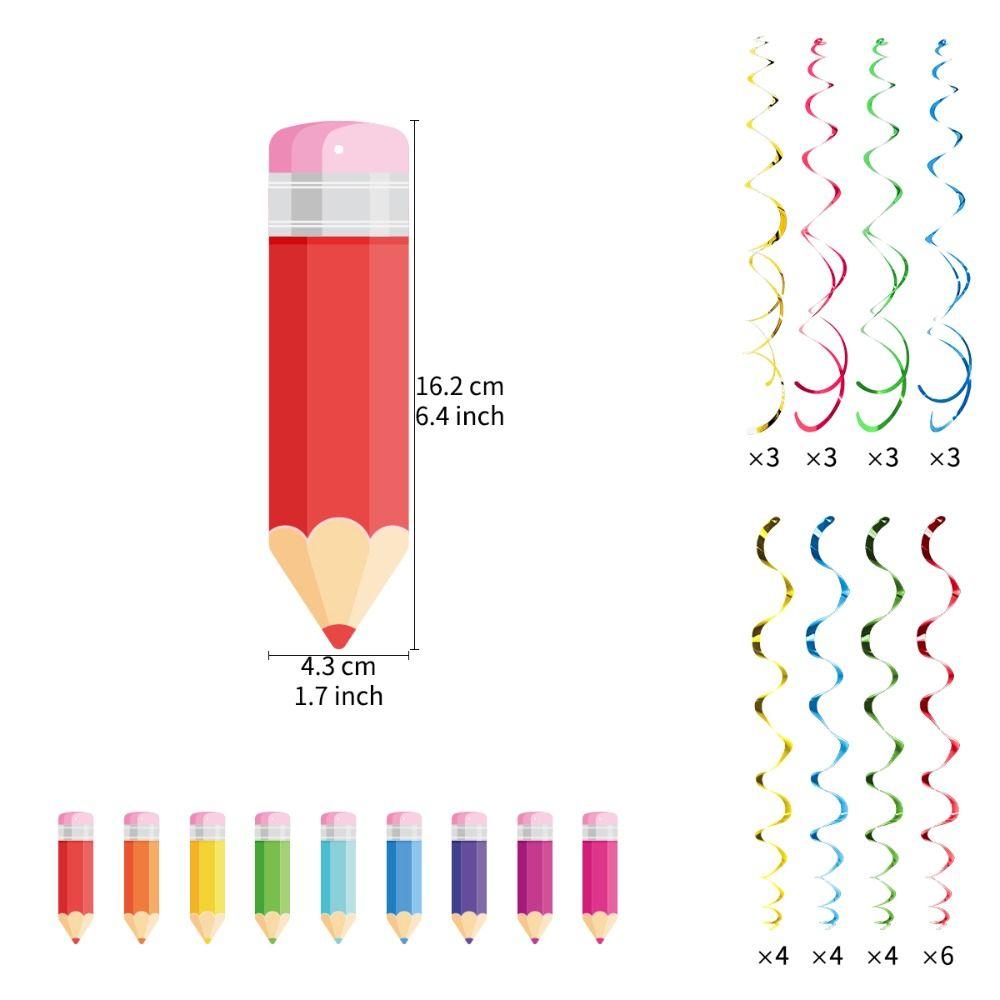 18/48Pcs Pencils Pencil Spiral Hanging Decorations Back To School Ornaments Classroom Decorating