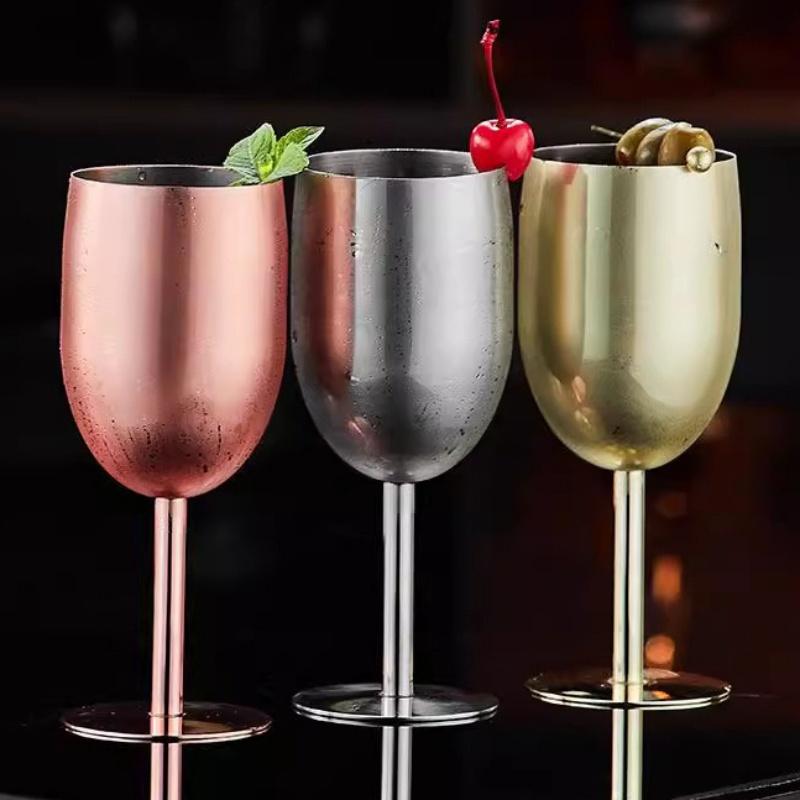 Stainless Steel Red Wine Glass, Single Layer Goblet, Large Capacity, Drum Shaped, Drop-resistant Wine Glass, 250ml, Agave Cup