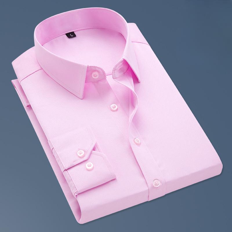Весенняя акция Мужская рубашка с длинными рукавами, повседневная, деловая, однотонная, облегающая одежда