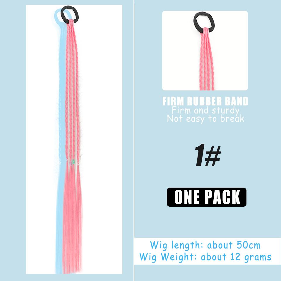 Синтетический парик WTB, цветная градиентная коса, плетеная веревка для маленьких девочек, высокотемпературная шелковая повязка на голову ручной работы, детский парик