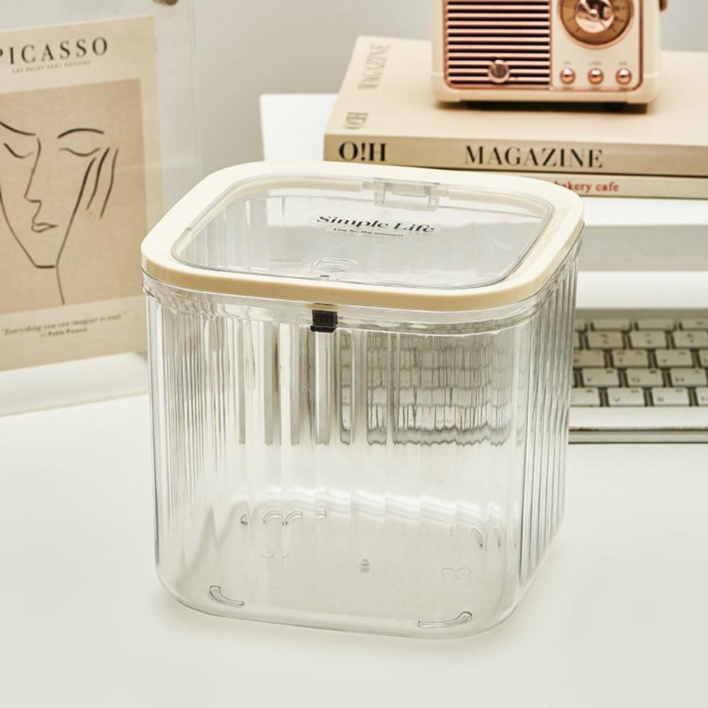 With Lid Transparent Storage Box Dust Proof Desktop Storage Box New Mini Trash Can Desktop