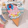 Ice Cream Sandbeach Hanging Sign ,Sign for Front Door Small Ornament Wood Summer Welcome